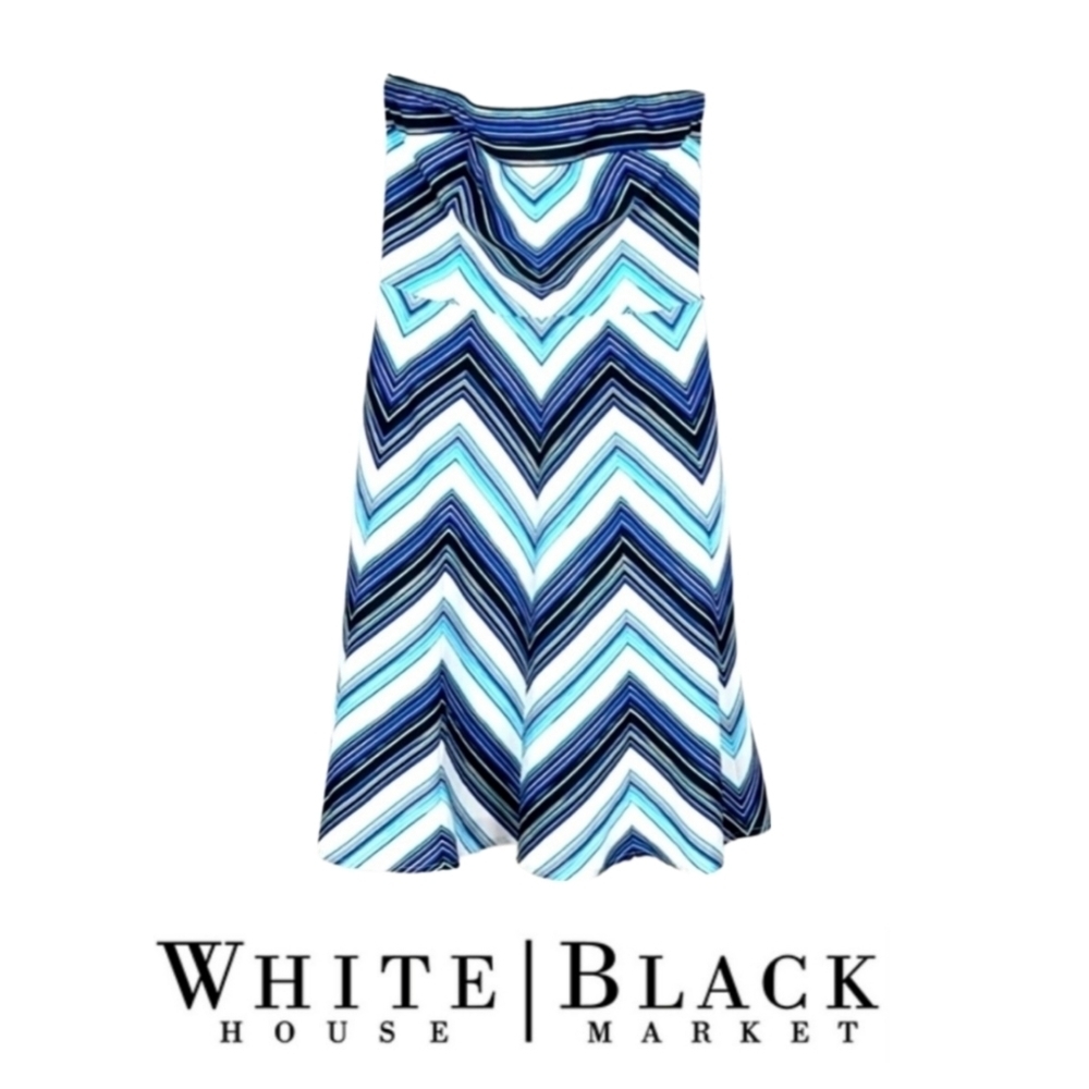 White House Black Market Blue Chevron Dress